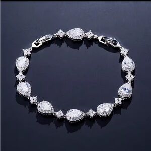 Classic Wedding Diamond crystal zircon Silver Teardrop Bracelet